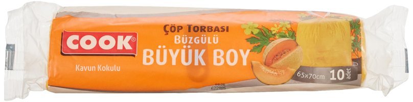 Cook Kavun Kokulu Büzgülü Büyük Boy 65x70 cm Çöp Poşeti 10 Adet Turuncu