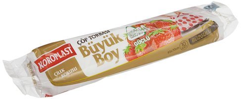 Koroplast Çilekli Kokulu Büzgülü Büyük Boy 65x70 cm Çöp Poşeti 10 Adet Beyaz