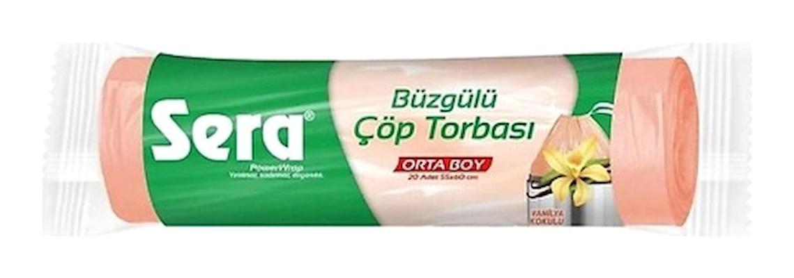 Sera Vanilya Kokulu Büzgülü Orta Boy 65x70 cm Çöp Poşeti 20x2 Adet Turuncu