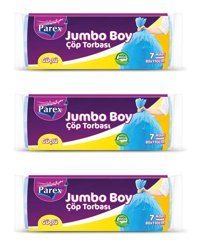 Parex Kokulu Jumbo Boy 80x110 cm Çöp Poşeti 3x7 Adet Mavi