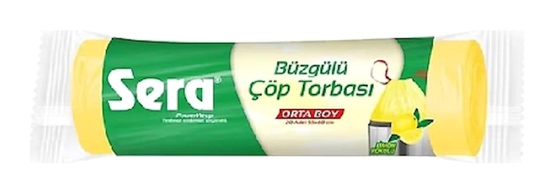 Sera Limon Kokulu Büzgülü Orta Boy 65x70 cm Çöp Poşeti 20 Adet Sarı
