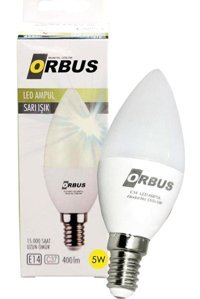 Orbus ORB-5WS 5 W Tasarruflu Sarı E14 Damla Led Ampul