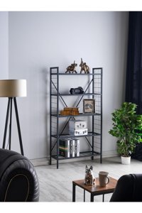 Evdesa Ev Ofis 5 Raflı Metal 82x160x26 cm Siyah