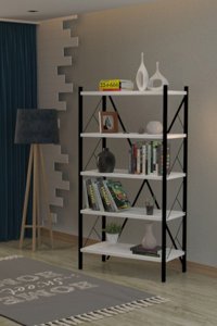Noowa 5 Raflı Metal 64x150x30 cm Beyaz