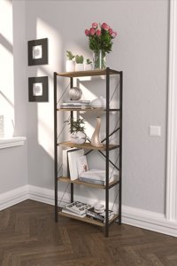 Noowa 5 Raflı Metal 60x150x30 cm Kahverengi