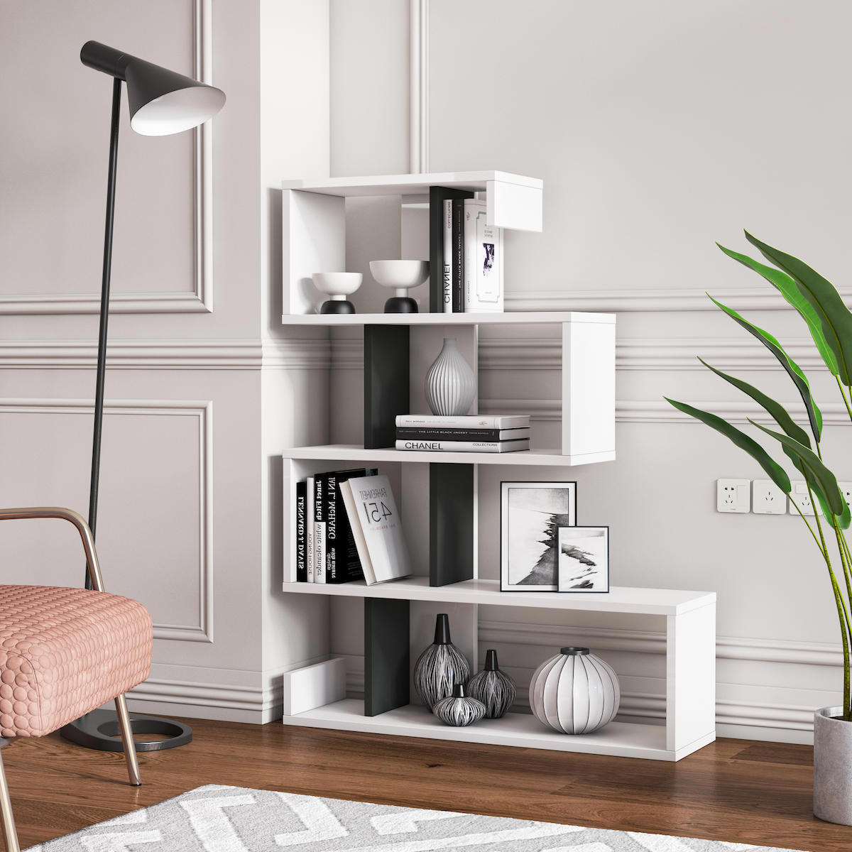 Ocasso MinimaDecor 8 Bölmeli 4 Raflı Beyaz 104x80x22 cm Beyaz