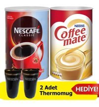 Nescafe Classic Paket Granül Kahve 1 kg + Nestle Coffee Mate Kahve Kreması 2 kg + Thermomug 2 Adet