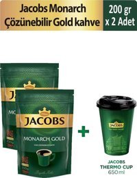 Jacobs Monarch Gold Paket Granül Kahve 2x200 gr + Thermo Cup 650 ml