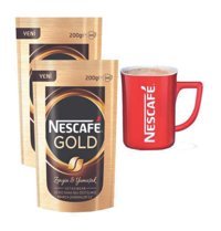 Nescafe Gold Paket Granül Kahve 2x200 gr + Bardak