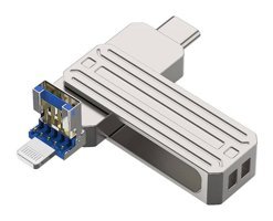 Wiwu FD001 Çift Taraflı USB 3.2 Lightning - Type-C 128 GB Flash Bellek Gri