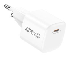 Wiwu Wi-U006 Gan Tech PD USB C Kablolu 30 W Hızlı Şarj Aleti Beyaz