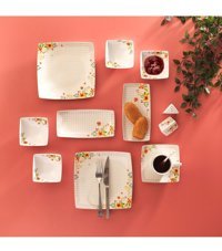 Schafer Day 32 Parça Çok Renkli Desenli Seramik Kahvaltı Takımı