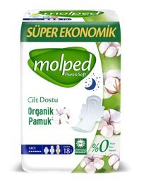 Molped Pure&Soft Organik Antialerjik İnce 18'li Hijyenik Ped