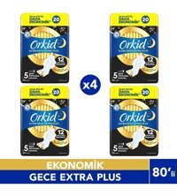 Orkid Ultra Gece Ekstra Plus Ultra İnce 20'li Hijyenik Ped 4 Adet