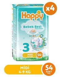 Happy Midi 3 Numara Bantlı Bebek Bezi 4x54'lı