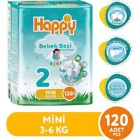Happy Mini 2 Numara Bantlı Bebek Bezi 2x60'lı