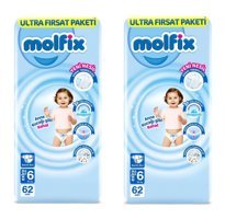 Molfix Ultra Fırsat Paketi 6 Numara Bantlı Bebek Bezi 2x62'li
