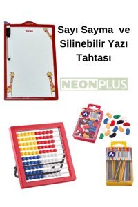 Neon Plus Ayaklı Raylı Plastik Abaküs
