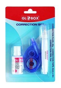 Globox Beyaz 3'lü Kalem-Sıvı-Şerit Daksil