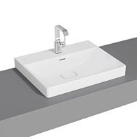 Vitra 7526b001-0973 Klasik Tekli 60 cm Seramik Tezgah Üstü Dikdörtgen Lavabo Mat Beyaz