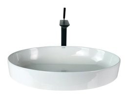Lena W-300 Klasik Tekli 60 cm Porselen Tezgah Üstü Oval Lavabo Beyaz
