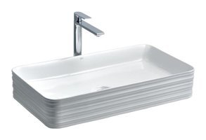 Lena E-2106 Klasik Tekli 65 cm Porselen Tezgah Üstü Dikdörtgen Lavabo Beyaz