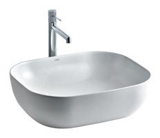 Lena E-4613 Klasik Tekli 50.5 cm Porselen Tezgah Üstü Elips Lavabo Beyaz