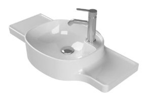 Lena Harmony Klasik Tekli 100 cm Seramik Tezgah Üstü Asimetrik Lavabo Beyaz