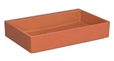 Vitra 7404b077-0016 Klasik Tekli 15 cm Seramik Tezgah Üstü Dikdörtgen Lavabo Mat Terra Rossa