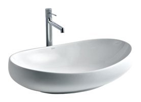 Lena E-5257 Klasik Tekli 64 cm Porselen Tezgah Üstü Oval Lavabo Beyaz
