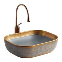 Lena Eh -4290Mgr Vintage Tekli 145 cm Porselen Tezgah Üstü Oval Lavabo Mat Gri