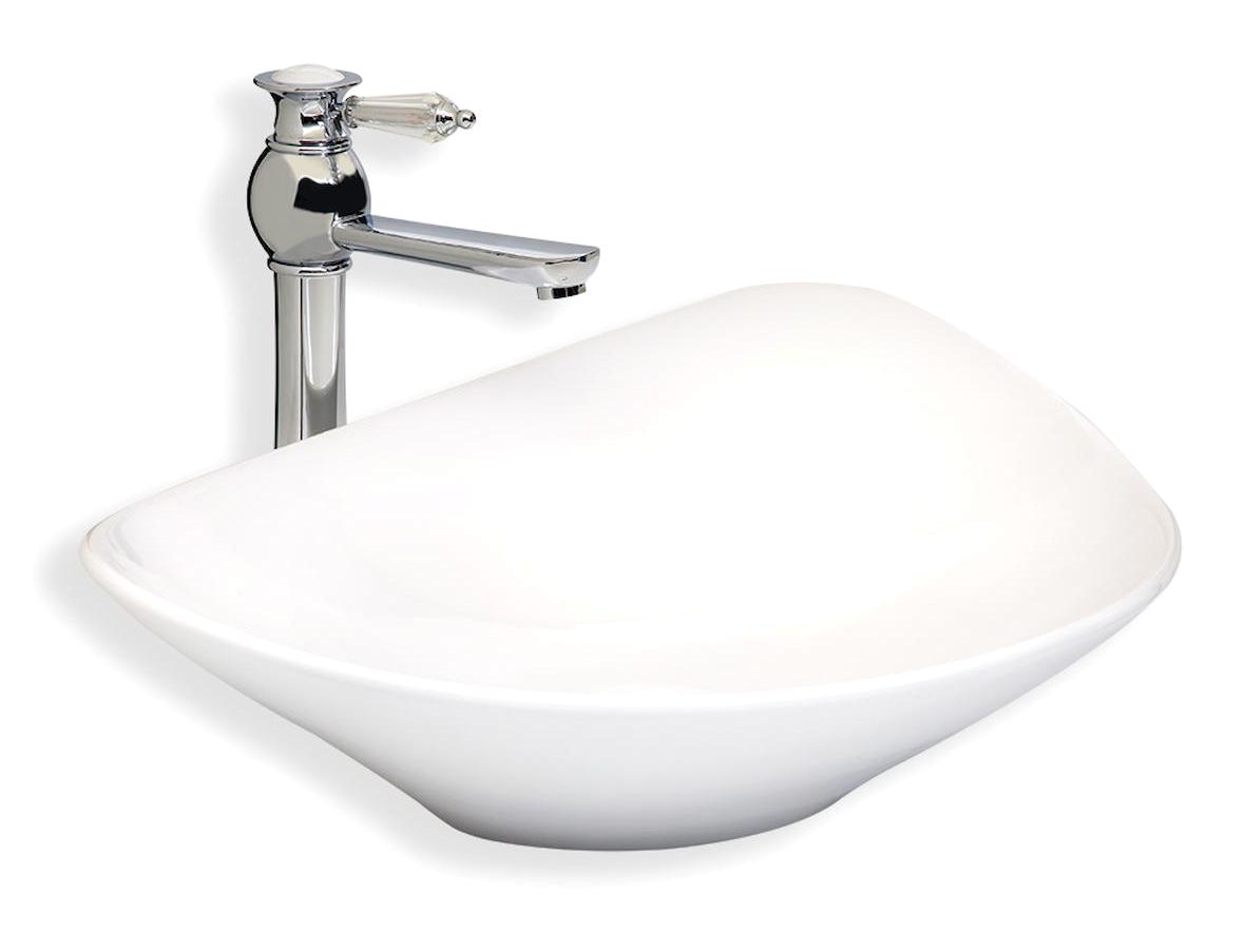 Lena Klasik Tekli 53 cm Tezgah Üstü Asimetrik Lavabo Beyaz