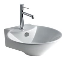 Lena E-5036 Klasik Tekli 45 cm Porselen Tezgah Üstü Asimetrik Lavabo Beyaz