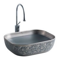 Lena Eh -4290Mgg Klasik Tekli Porselen Tezgah Üstü Oval Lavabo Gümüş