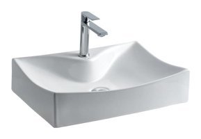 Lena E-3034 Klasik Tekli 55 cm Porselen Tezgah Üstü Asimetrik Lavabo Beyaz