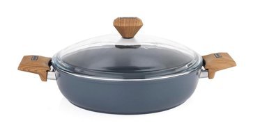 Schafer Fiesta Cam Kapaklı Seramik 28 cm Karnıyarık Tenceresi Lacivert