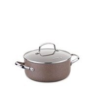 Korkmaz A2903 Browni İndüksiyonlu Cam Kapaklı Çelik 22 cm Basık Tencere