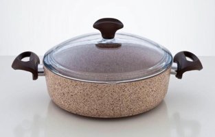Falez Creamy Cam Kapaklı Granit 30 cm Karnıyarık Tenceresi