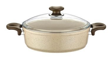 Gülsan Safran Cam Kapaklı Granit 24 cm Karnıyarık Tenceresi