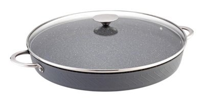 Bonera Pro Plus Cam Kapaklı Granit 36 cm Basık Tencere