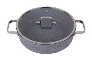 Porland Bianco Cam Kapaklı Granit 28 cm Karnıyarık Tenceresi
