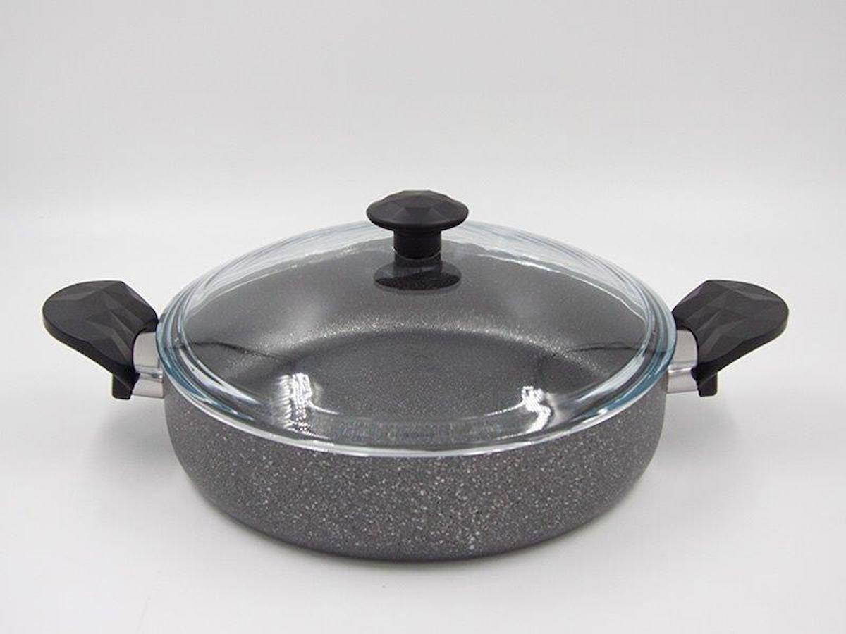 Taşev LKK003 Galaksi Cam Kapaklı Granit 30 cm Karnıyarık Tenceresi