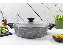 Evita Eco Bio Cam Kapaklı Granit 26 cm Karnıyarık Tenceresi