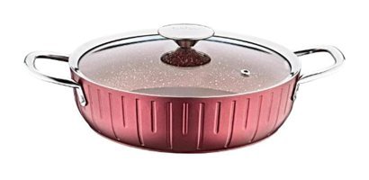 Oms Colonna İndüksiyonlu Cam Kapaklı Granit 24 cm Karnıyarık Tenceresi Bordo