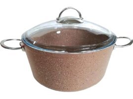 Remetta Cam Kapaklı Granit 30 cm Derin Tencere