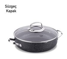 Korkmaz Galaksi Cam Kapaklı Granit 24 cm Karnıyarık Tenceresi