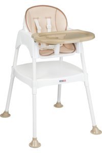Tommybaby Ergocha 5 Noktalı Emniyet Kemeri 25 kg Kapasyteli Tekerleksiz Tepsili Oturaklı Katlanır Portatif Mama Sandalyesi Kahverengi