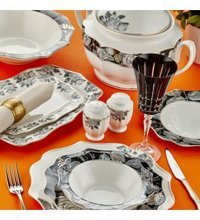 Royal Anemone 60 Parça 12 Kişilik Desenli Porselen Oval Yemek Takımı