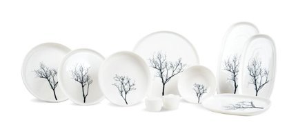Leggno Botanical Winter 55 Parça 12 Kişilik Desenli Porselen Yuvarlak Yemek Takımı