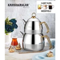 Kahramanlar Venüs Gold Orta Paslanmaz Çelik Çaydanlık Gümüş